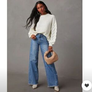 Ivory Textured Knit Sweater